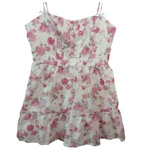 Altar'd State White Floral Mini Dress with Pink Roses